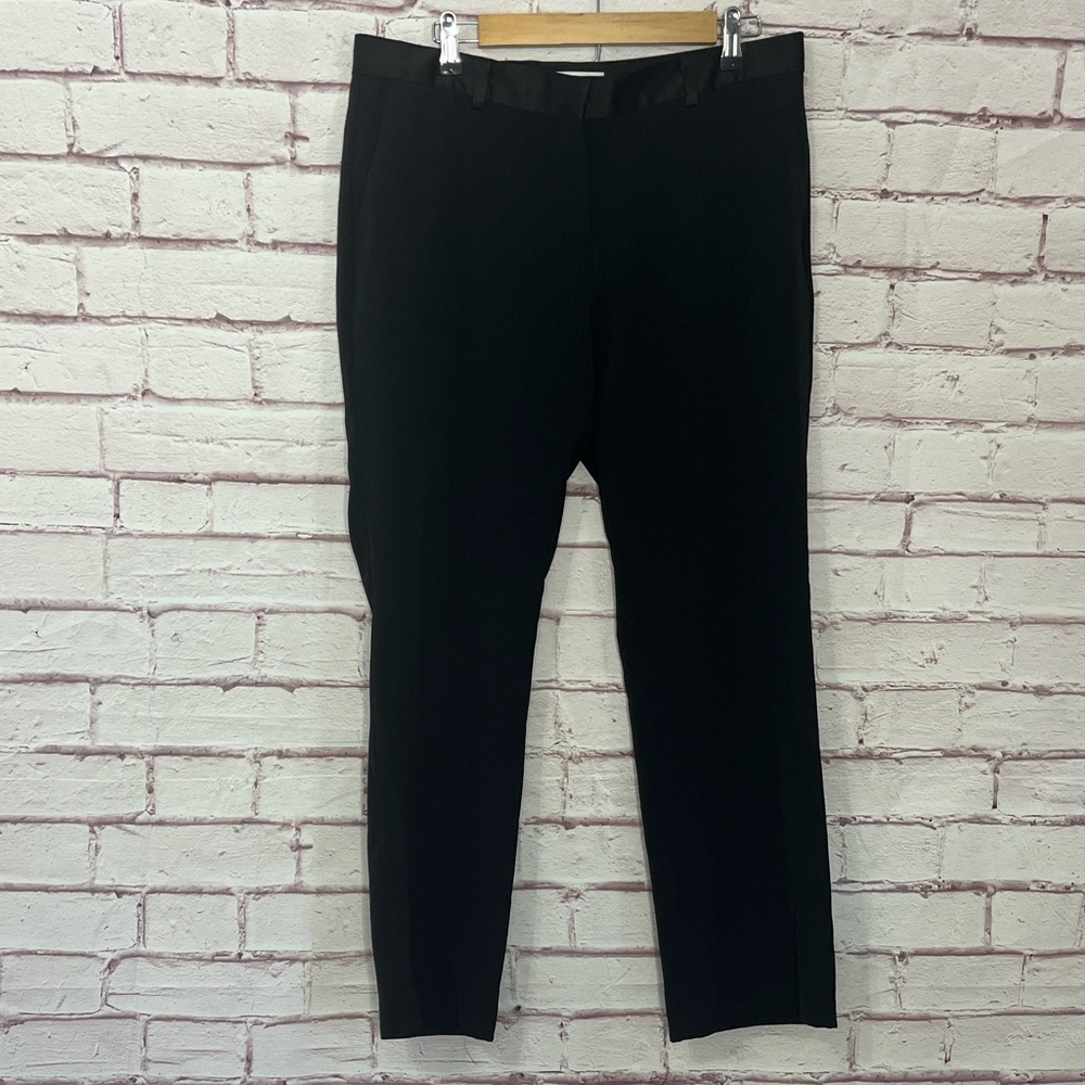 David’s Bridal Satin Waistband Fitted Suit Pants Black Like New Size 12